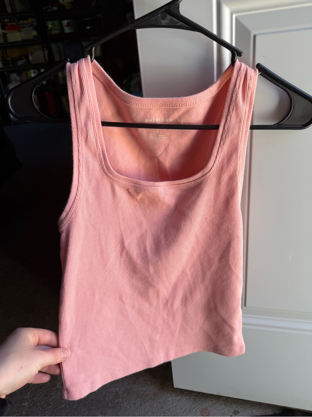 American Eagle Outfitters Pink Ribbed Scoop Tank